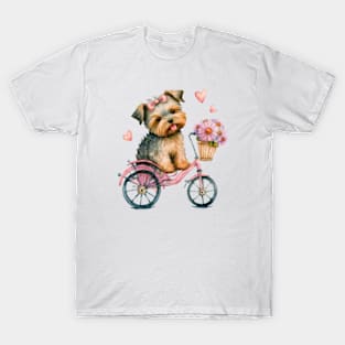 Adorable Yorkie on Bike T-Shirt